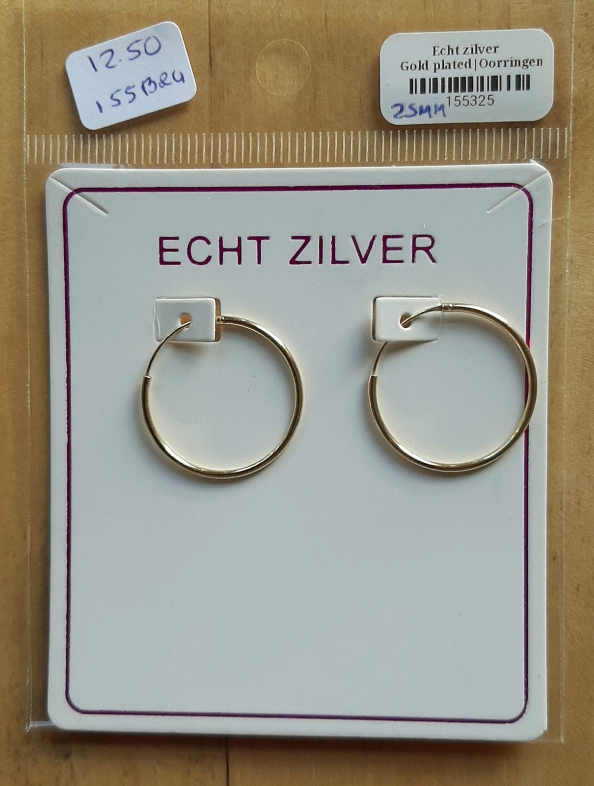 Oorringen 25 mm gold plated/ zilver nieuw, Hangers, Nieuw, Ophalen of Verzenden, Goud