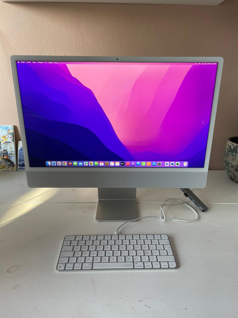 Apple iMac 24-inch (2021) M1-chip, 8 GB, 251 GB SSD-opslag., Computers en Software, Apple Desktops, Ophalen of Verzenden, Zo goed als nieuw
