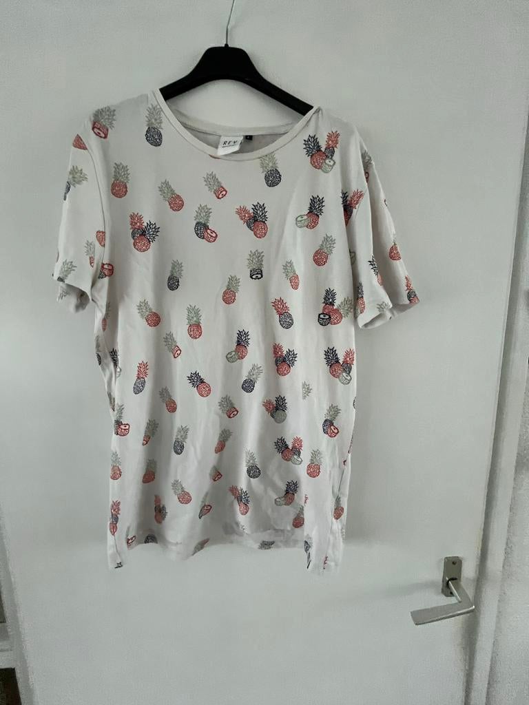 Wit T-shirt met Ananasprint - Maat L, Ophalen of Verzenden, Zo goed als nieuw, Maat 52/54 (L), Wit