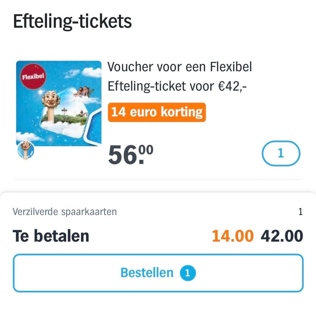 Tickets Efteling, Drie personen of meer, Kortingskaart