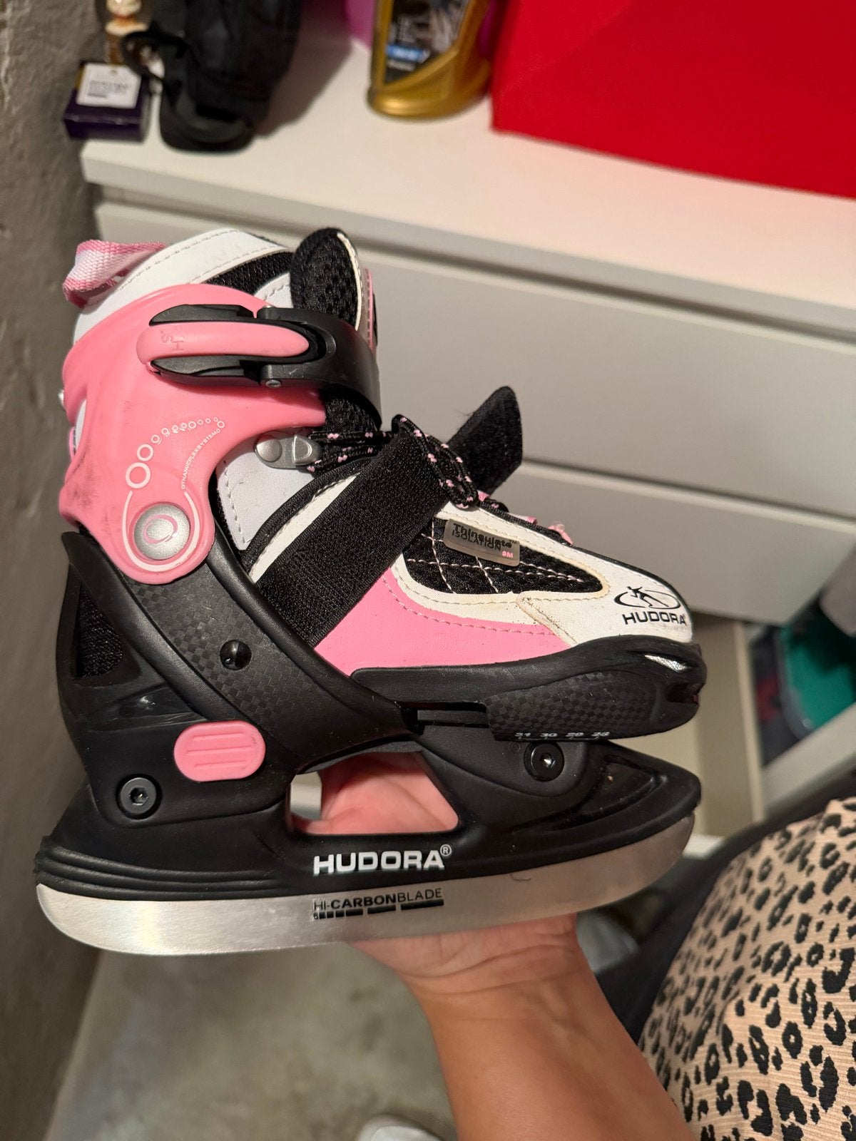 Verstelbare Hudora schaatsen (maat 28-31) roze/zwart, Ophalen of Verzenden, Gebruikt, Overige typen, Overige merken