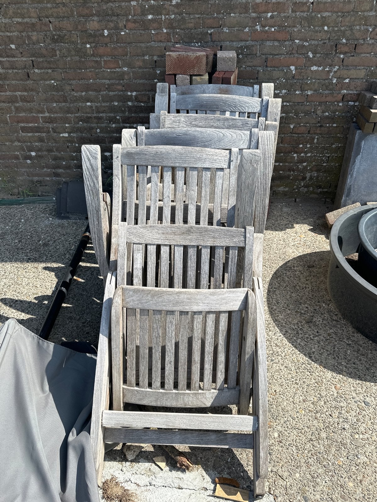 Gratis Teakhouten Tuinset met 6 Stoelen - Z.S.M. Ophalen, Ophalen, Gebruikt, Eettafel, 6 zitplaatsen