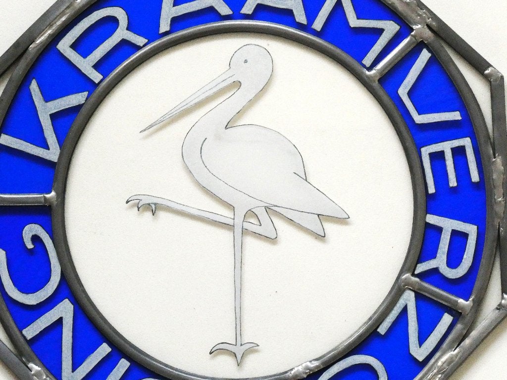 Glas in lood historisch insigne Kraamverzorging Ooievaartje, Ophalen of Verzenden