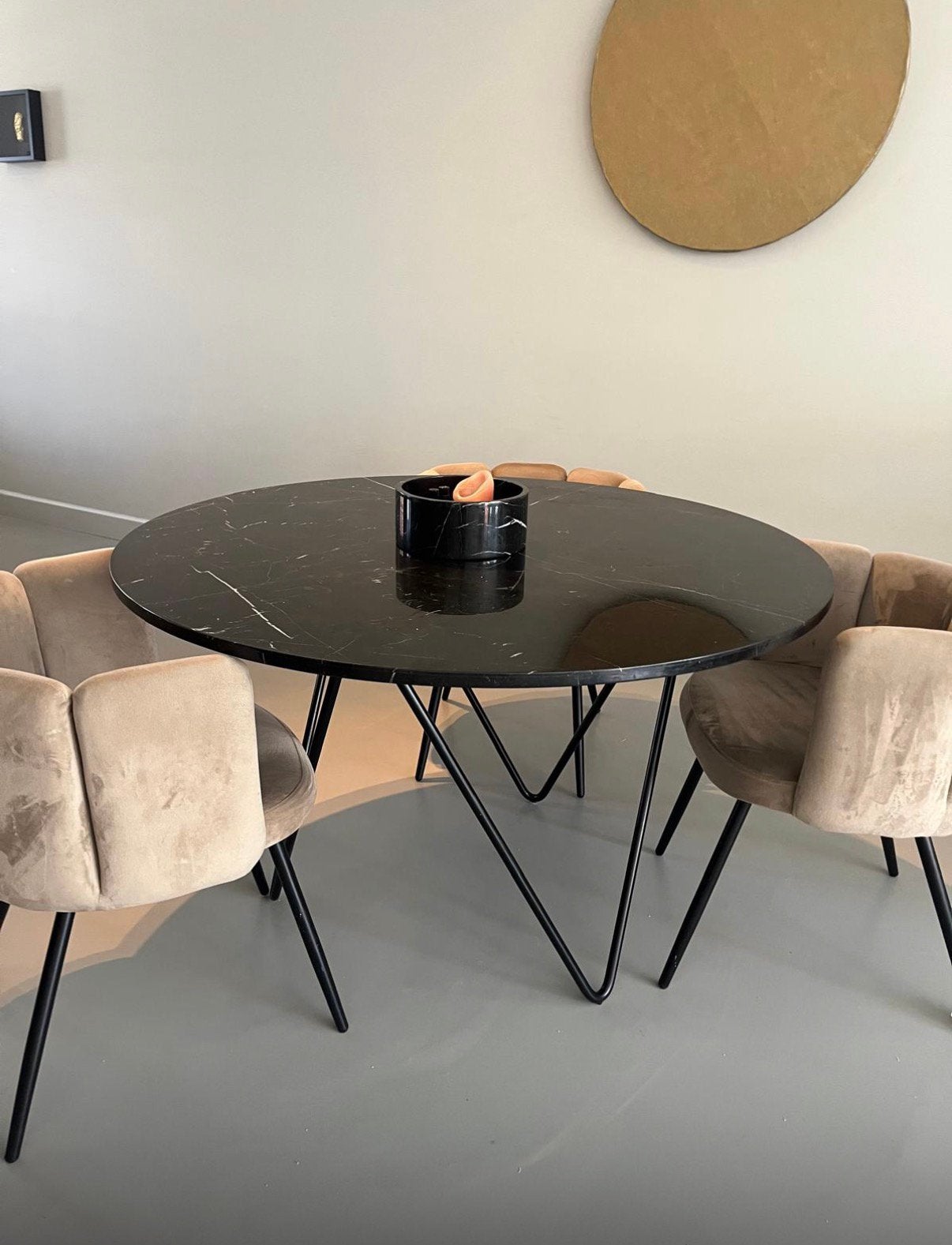 Marmeren tafel 125 cm diameter, Ophalen, Zo goed als nieuw, Rond, 100 tot 150 cm