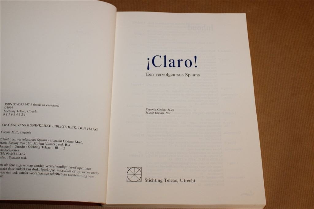 Claro! — Vervolgcursus Spaans — Teleac, Ophalen of Verzenden, Gelezen