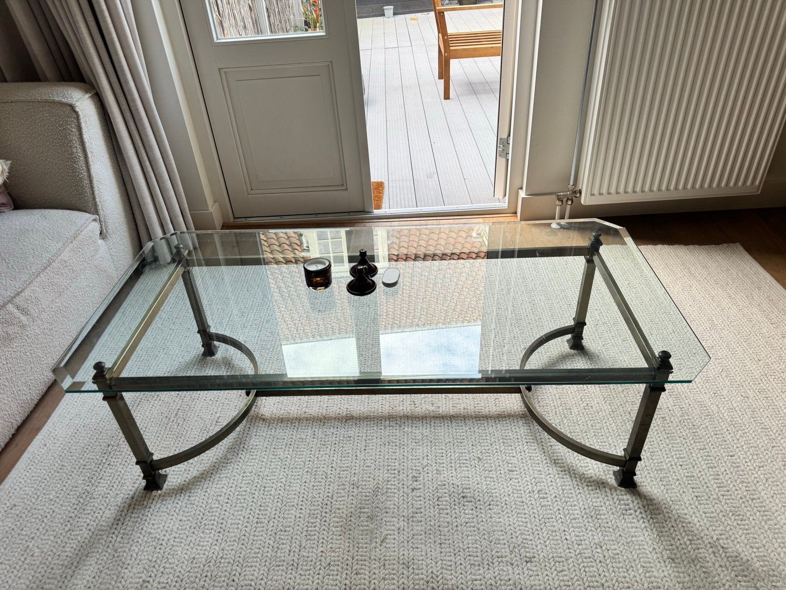 Vintage Glazen Salontafel, Gebruikt, 100 tot 150 cm, Vintage, Glas