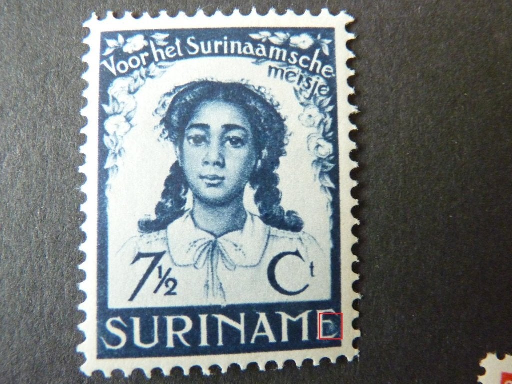 plaatfout suriname 186, ongebruikt., Verzenden, T/m 1940, Postfris