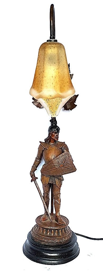 lamp met romeinse ridder 19e eeuws, Ophalen of Verzenden