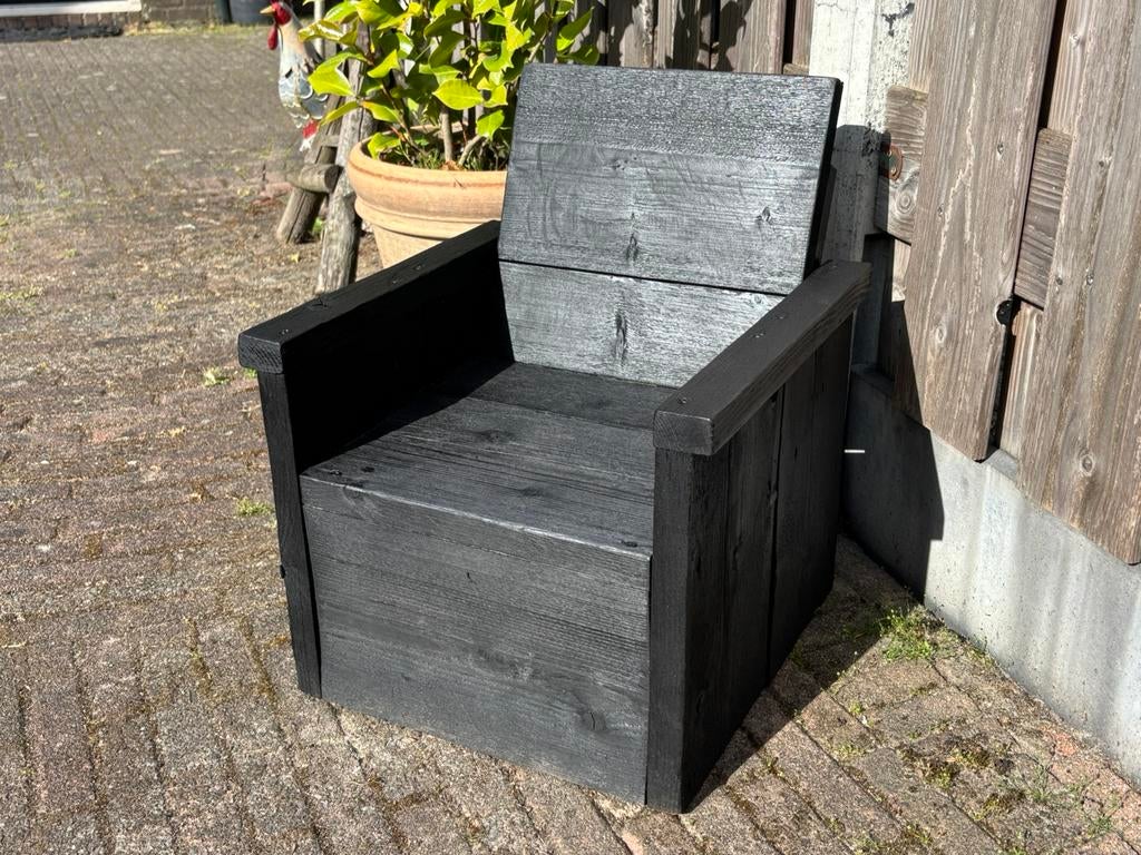 Mooie houten kinderstoel van steigerhout tuinstoel, Ophalen, Zo goed als nieuw, Steigerhout