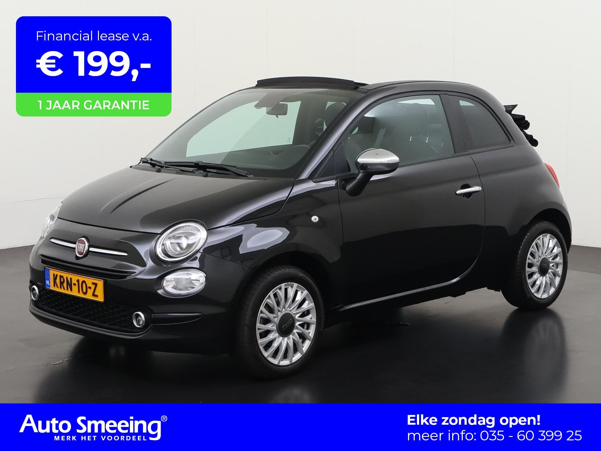 Fiat 500C 1.0 Hybrid | Navigatie | Digital Cockpit | Parkeer, Voorwielaandrijving, 12 maanden, Stof, Gebruikt