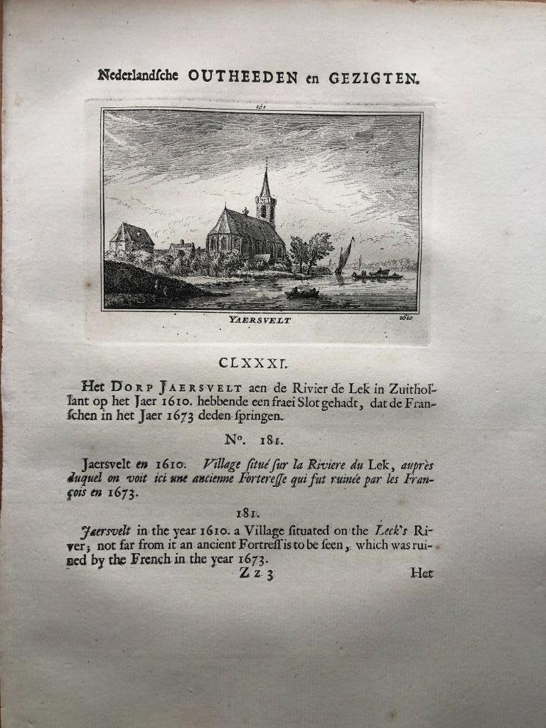 181 / Jaarsveld Yaersvelt Kopergravure 1732, Ophalen of Verzenden