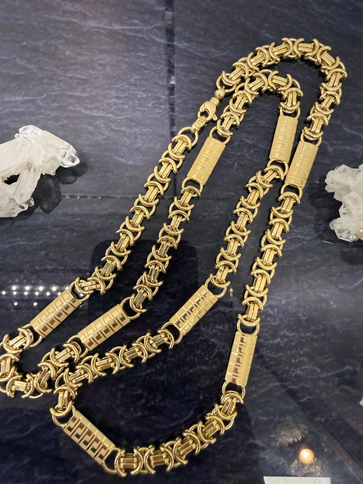 Prachtige 14k gouden platte koningsketting 65 cm 7.4 mm, Ophalen of Verzenden, Nieuw, Goud