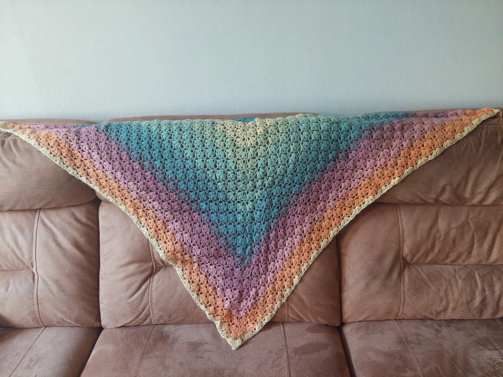 Gehaakte deken/plaid in pastel regenboogkleuren, Overige merken, Meerkleurig, Nieuw, Ophalen of Verzenden