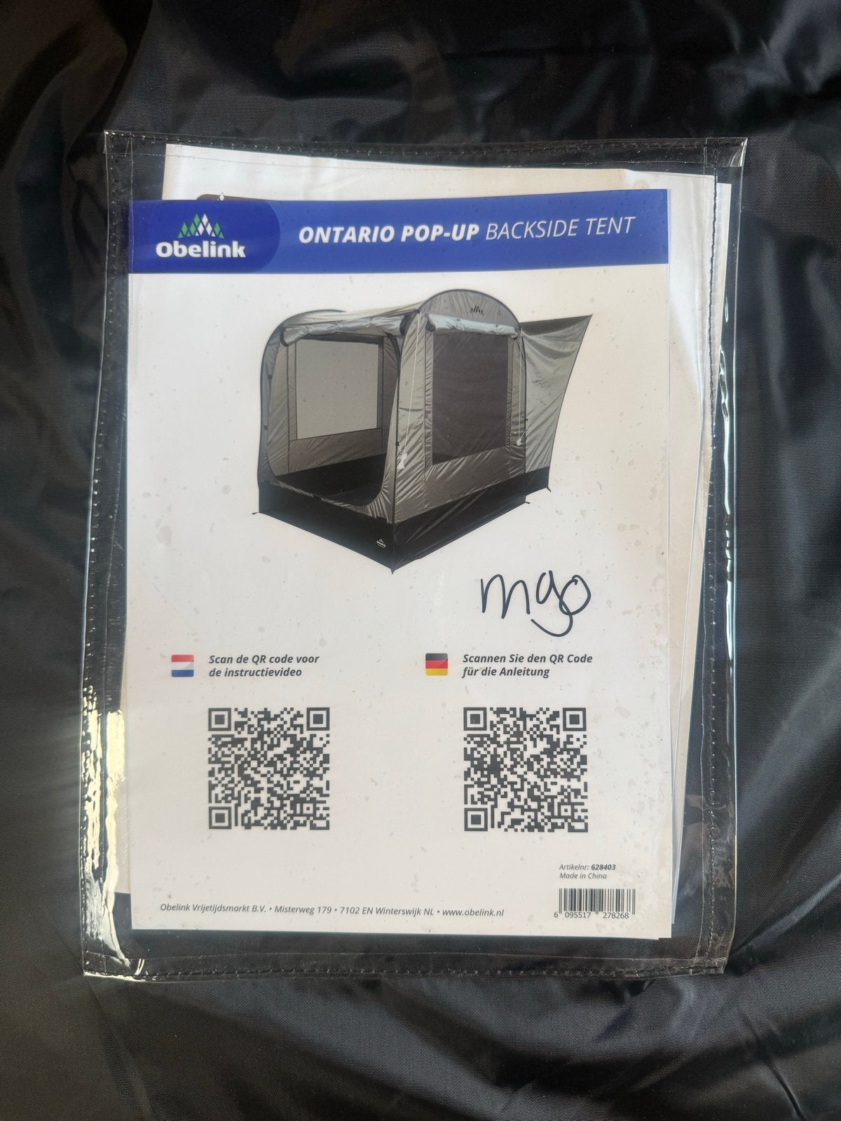 Obelink Ontario Pop-Up Backside Tent - Nieuw, O, O, O, Nieuw