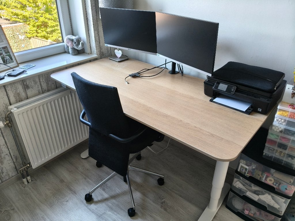 Zit-/Sta Bureau met stoel te koop, Ophalen, Zit-sta bureau, 160 cm, Gebruikt