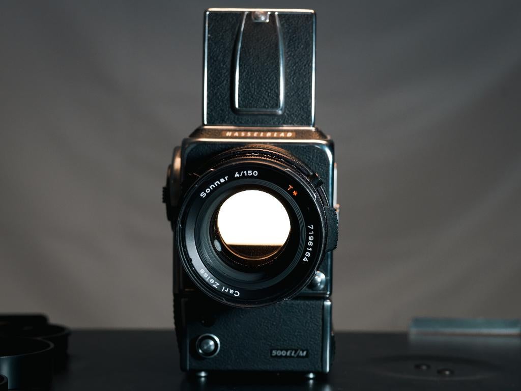 Hasselblad ELM met Carl Zeiss 150mm, Audio, Tv en Foto, Fotocamera's Analoog, Refurbished, Spiegelreflex, Overige Merken, Ophalen