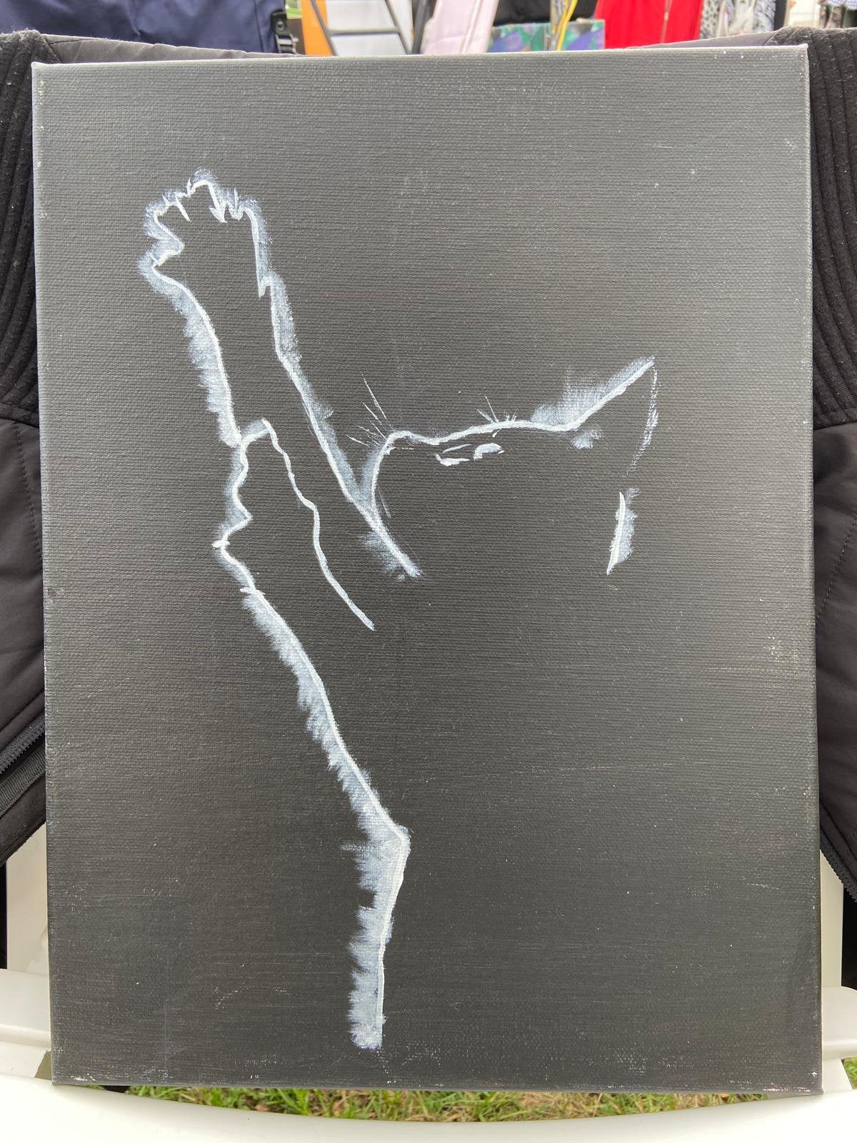 Schilderij kat, Acrylverf, Handgeschilderd, Ophalen of Verzenden, Dieren
