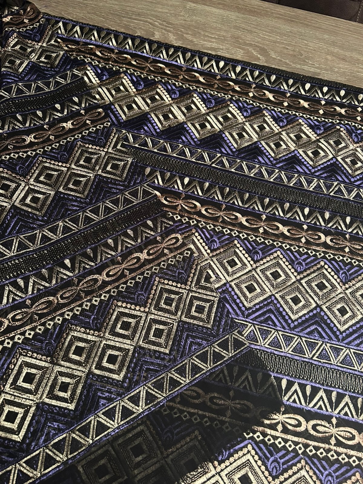 Restant stof loopgroep / 185 x 150 cm / wit - blauw - zwart, Kleding | Dames, Ophalen of Verzenden, Zo goed als nieuw, Carnaval
