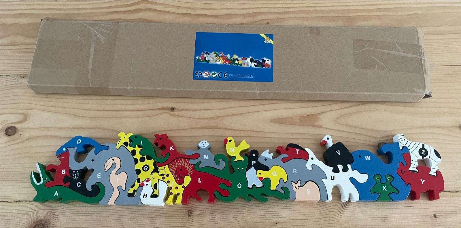 Prachtige houten dieren alfabet puzzel, 2 tot 4 jaar, 10 tot 50 stukjes, Nieuw, Ophalen of Verzenden