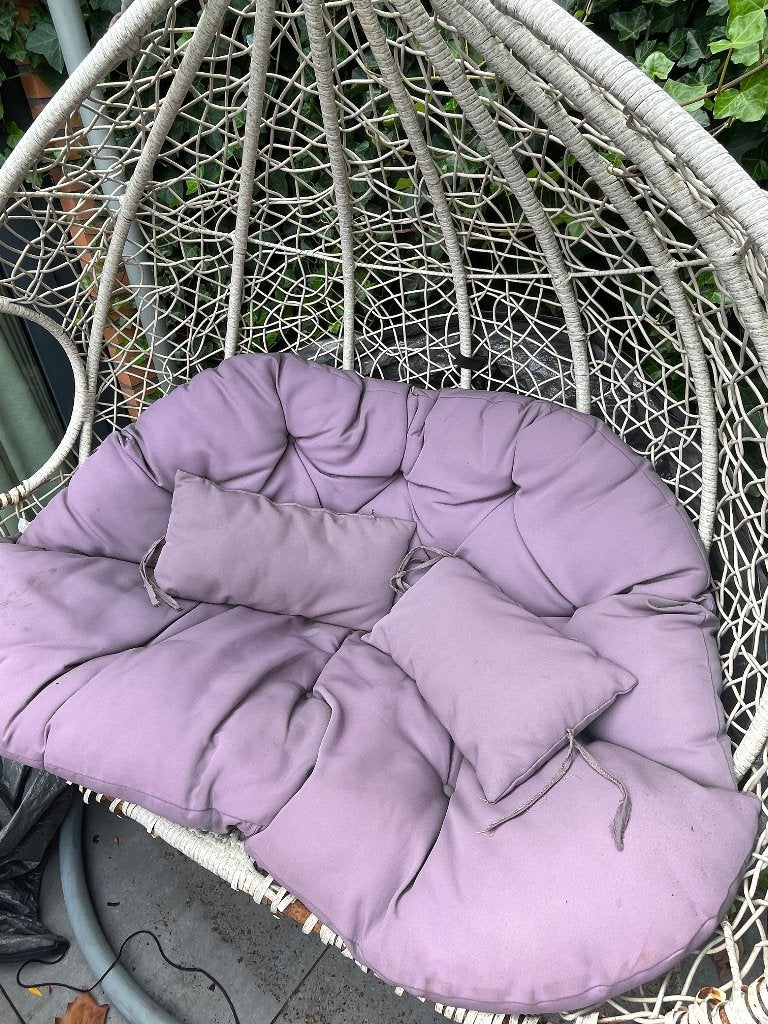 Tweepersoons egg chair / hangstoel buiten - met hoes, Tuin en Terras, Ophalen, Gebruikt, Metaal