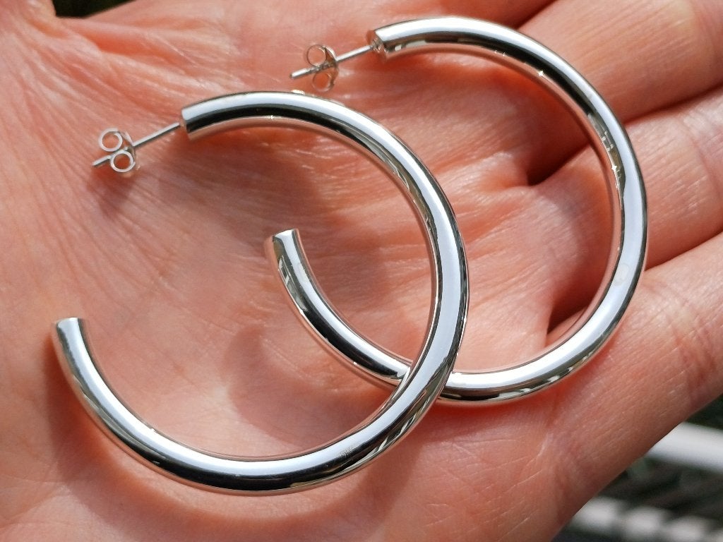 Vanoli 925 zilveren creolen oorbellen hoops 4,5 cm, Hangers, Vanoli, Amsterdam, Nieuw