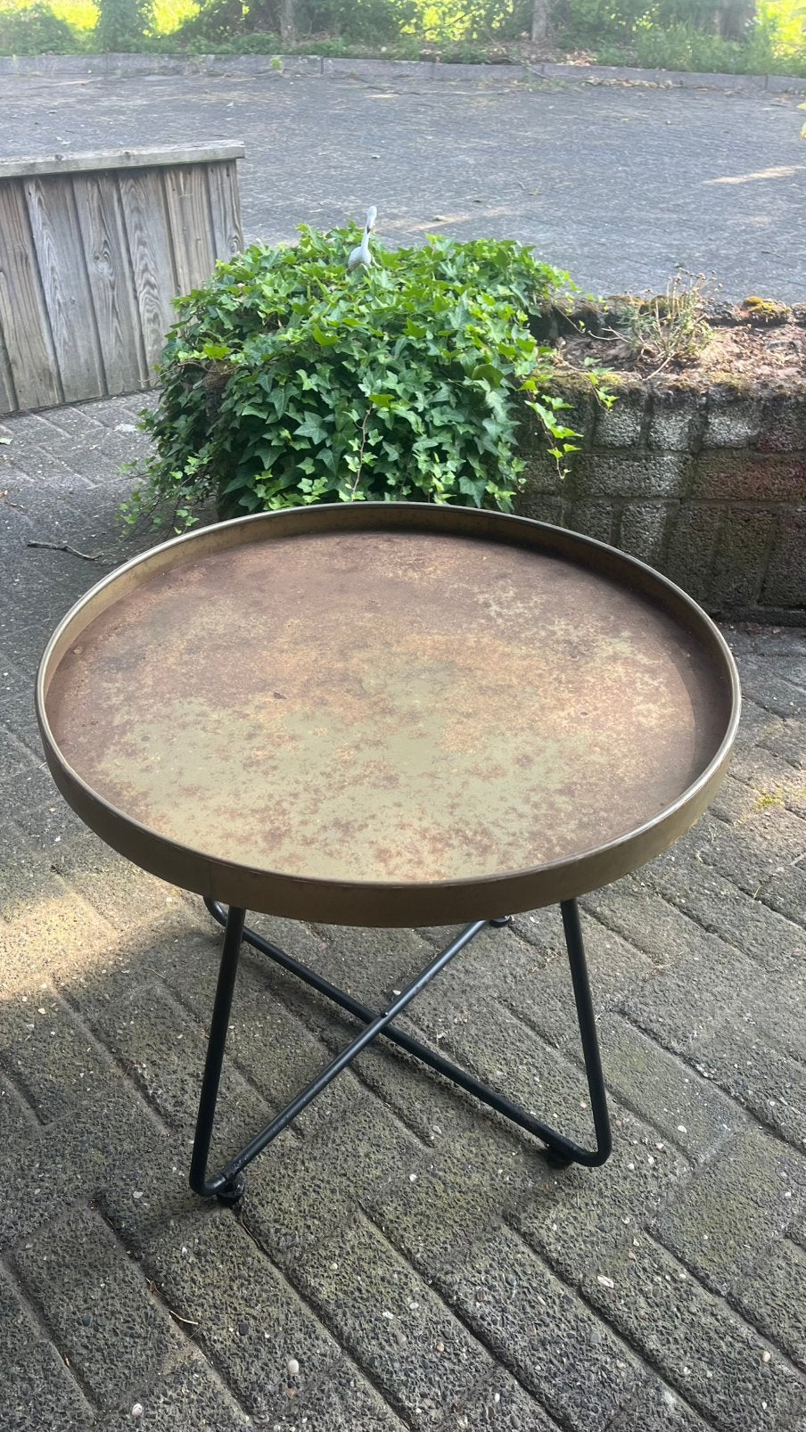 Salontafel vintage roestlook, Ophalen, Gebruikt, 100 tot 150 cm, 50 tot 100 cm