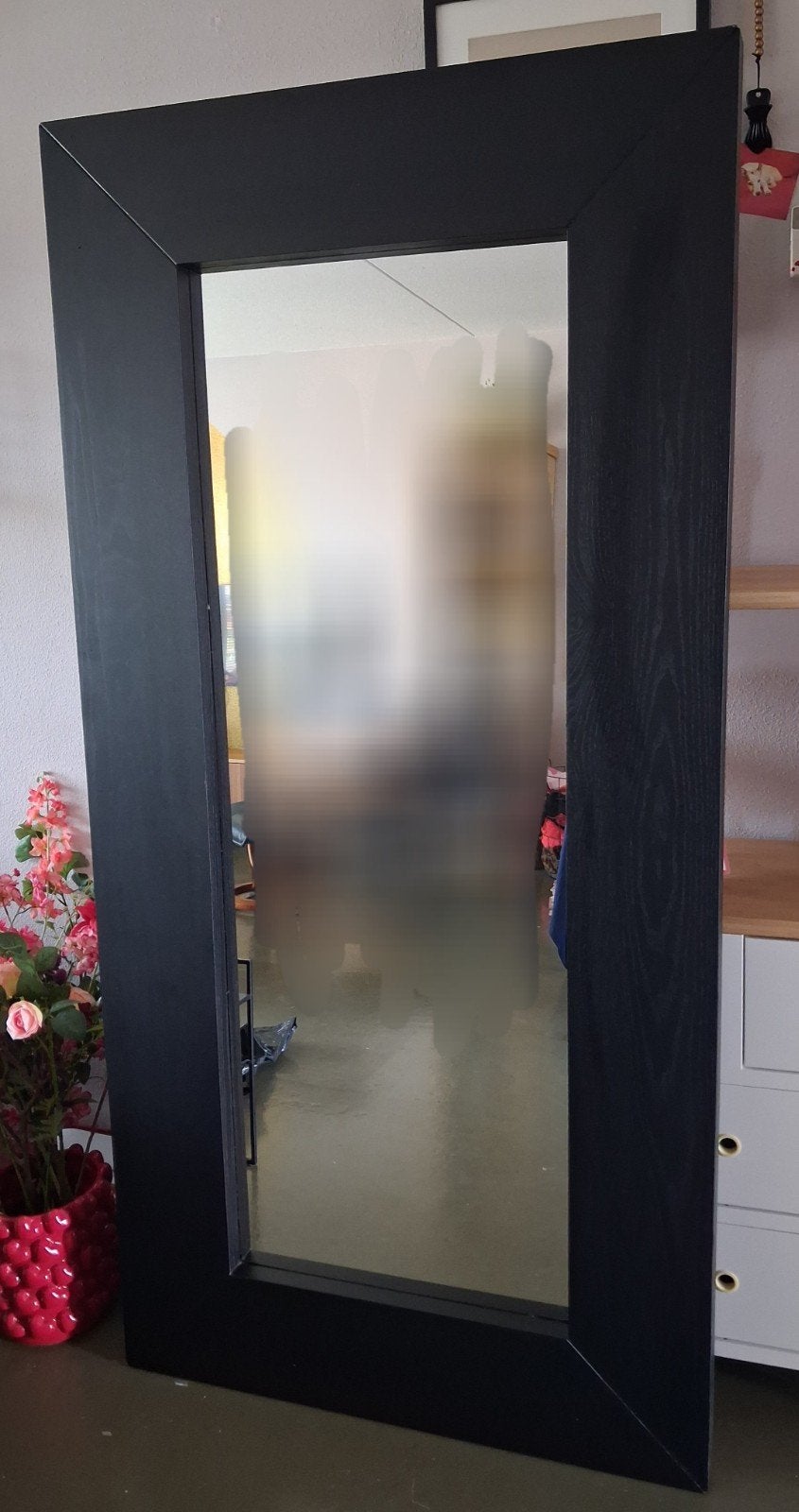 Grote IKEA Mongstad spiegel 190x94cm - Zwart, Ophalen, Gebruikt, 75 tot 100 cm, 150 tot 200 cm