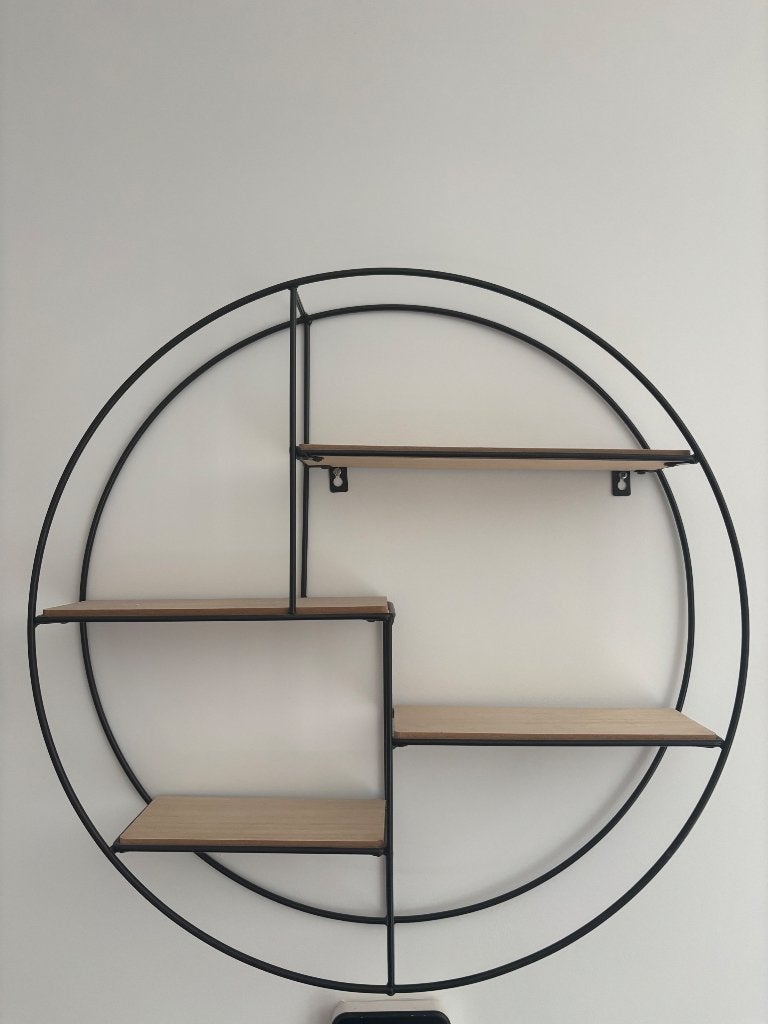 Wandrek zwart metaal-hout 2 stuks, Huis en Inrichting, Woonaccessoires | Wandplanken en Boekenplanken, Ophalen, Gebruikt