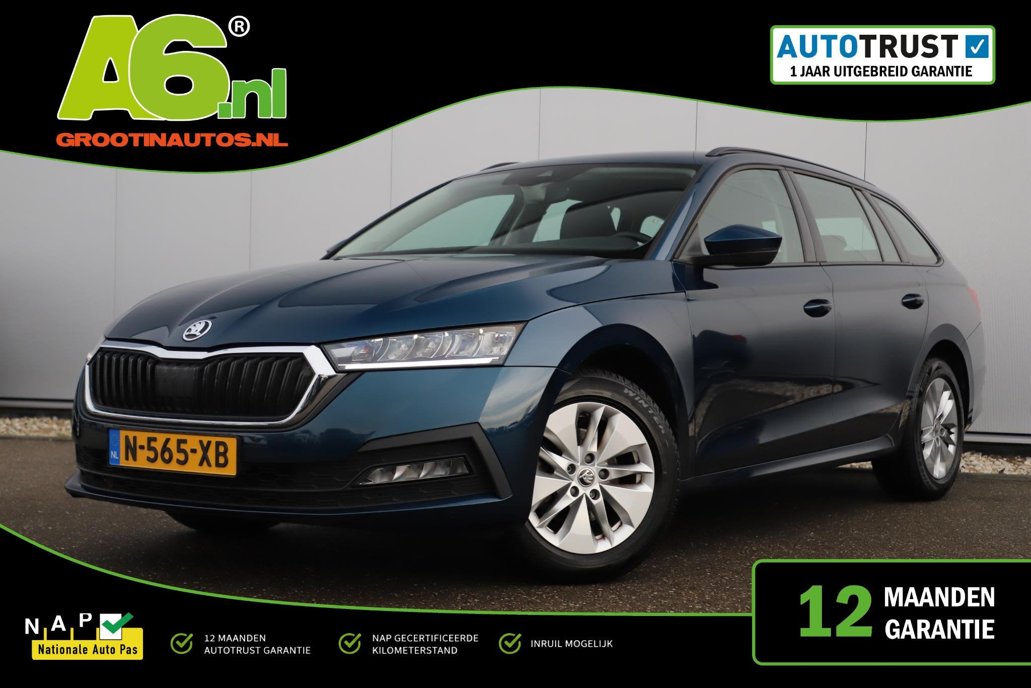 Skoda Octavia Combi 1.0 e-TSI Ambition Automaat Virtual Cock, Auto's, Stof, Gebruikt, Met garantie (alle), Blauw