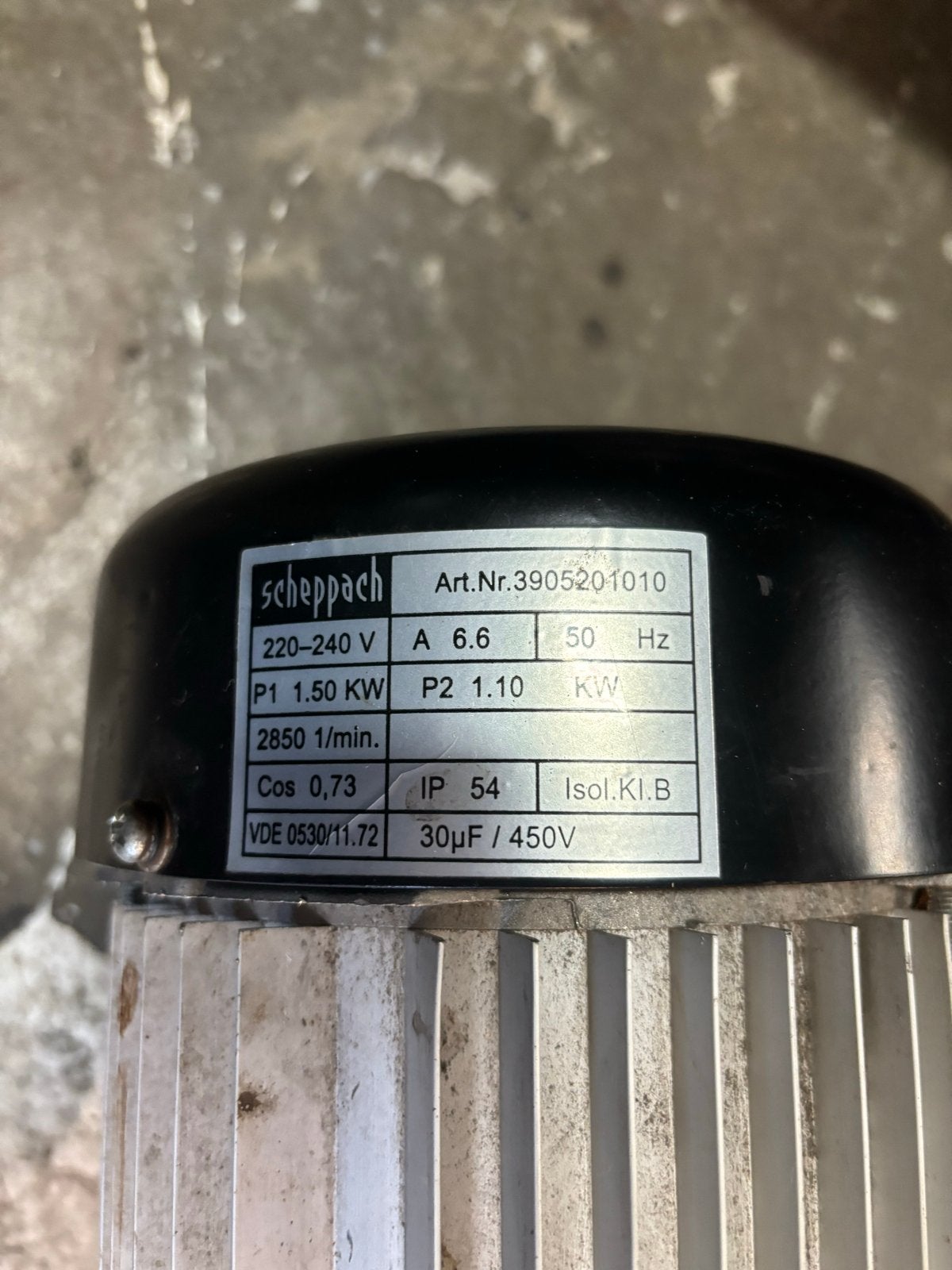 Scheppach Elektromotor 1.50 KW - kloofmachine, Ophalen, Zo goed als nieuw, Elektromotor, 1800 rpm of meer