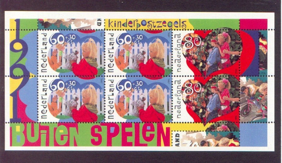 Nederland 1991 1486 Kinder-blok Buitenspelen, Postfris, Ophalen of Verzenden, Na 1940, Postfris