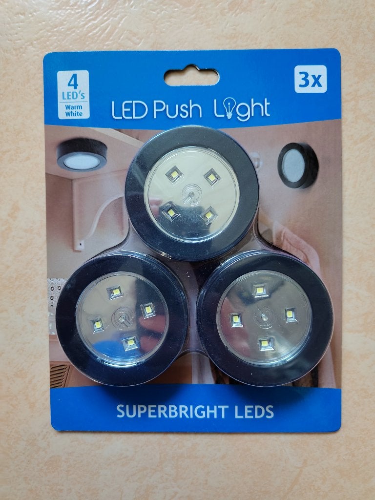 LED push light set ED druk lamp Led spotjes Zelfklevend 3 st, Kunststof, Overige typen, Nieuw, Ophalen of Verzenden