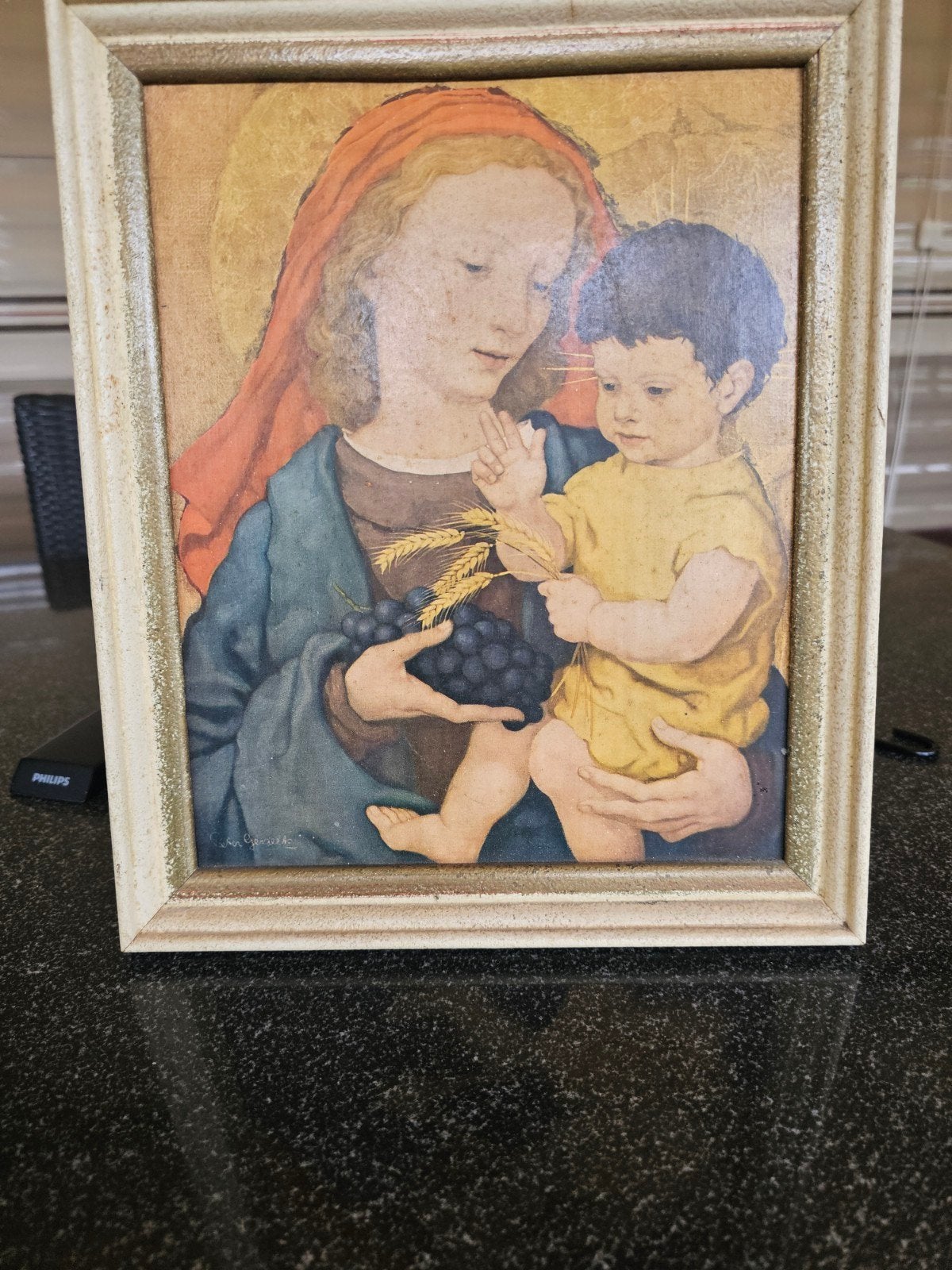 Antieke religieuze afbeelding gesigneerd en gedateerd, Ophalen of Verzenden