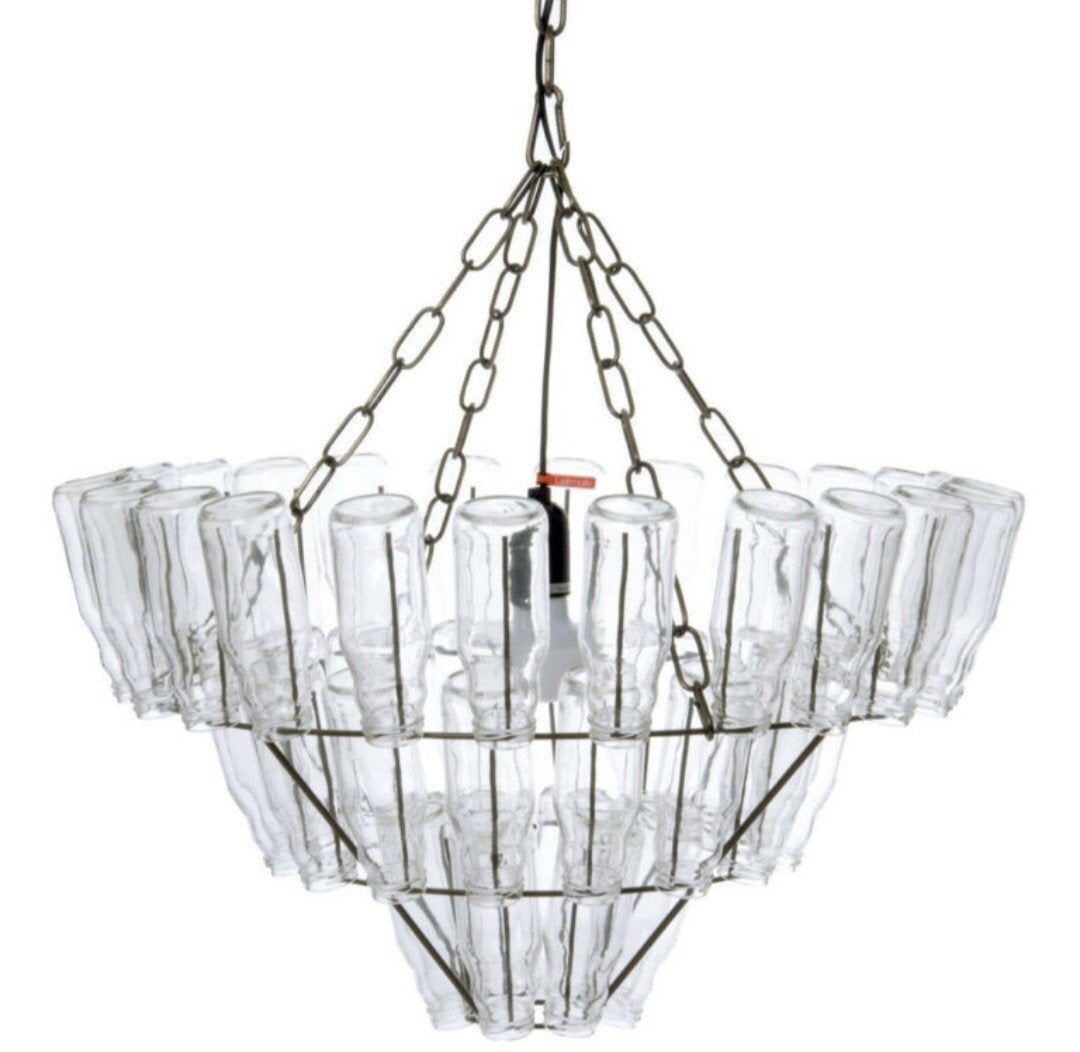 hanglamp, goudkleugrig, met kleine melkflesjes, Ophalen, Sfeervol, E27 (groot), Zo goed als nieuw