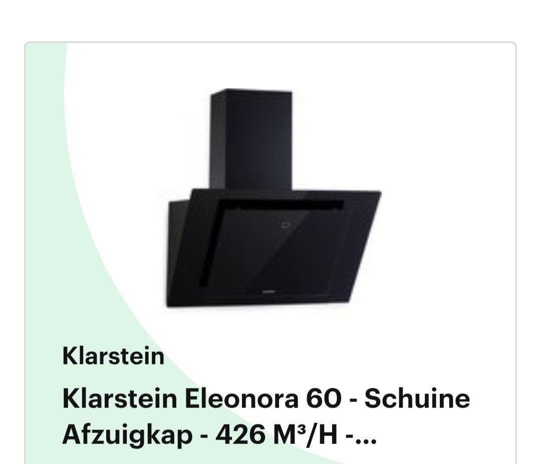 Klarstein Eleonora Afzuigkap - Zwart, 424 m³ Touchbedienin, Ophalen, Gebruikt, Wandschouwkap, Recirculatie