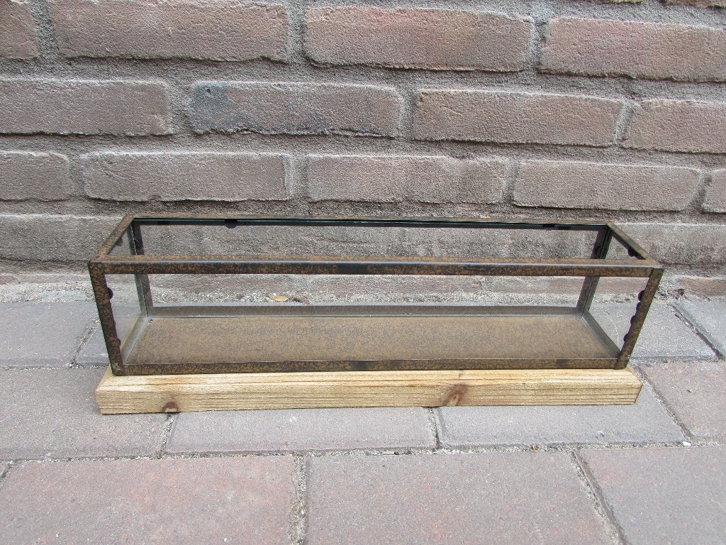 Windlicht (staal/glas/dennenhout), Windlicht, Bruin, Overige merken, Nieuw