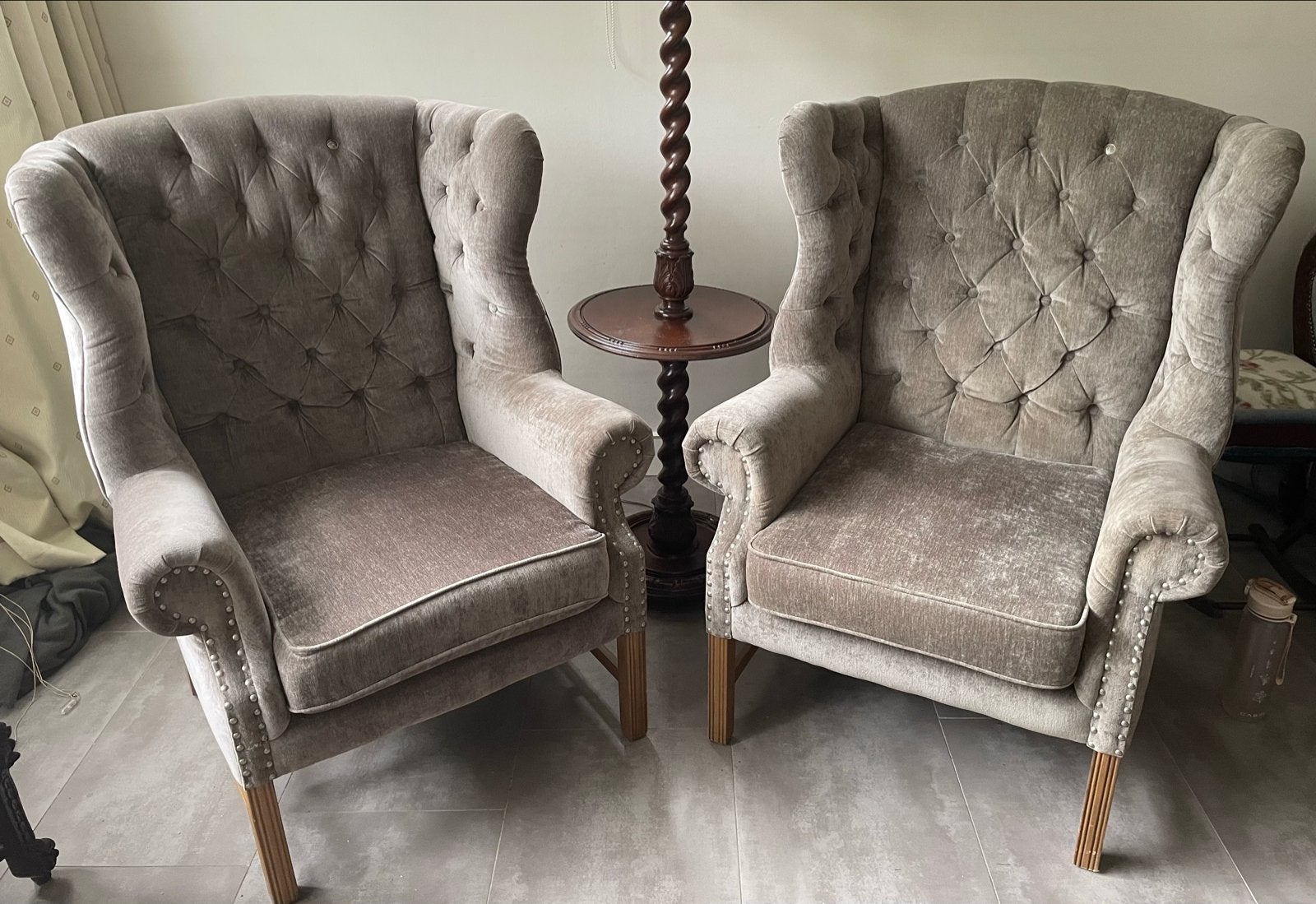Twee klassieke fauteuils (Riviera Maison) licht grijs, Ophalen, Gebruikt, Stof, Klassiek