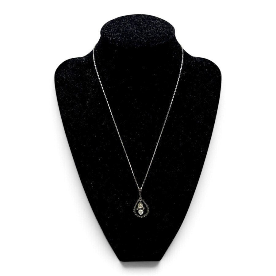 19e eeuwse roosgeslepen diamant 18 karaats witgouden collier, Ophalen of Verzenden, Goud, Ketting