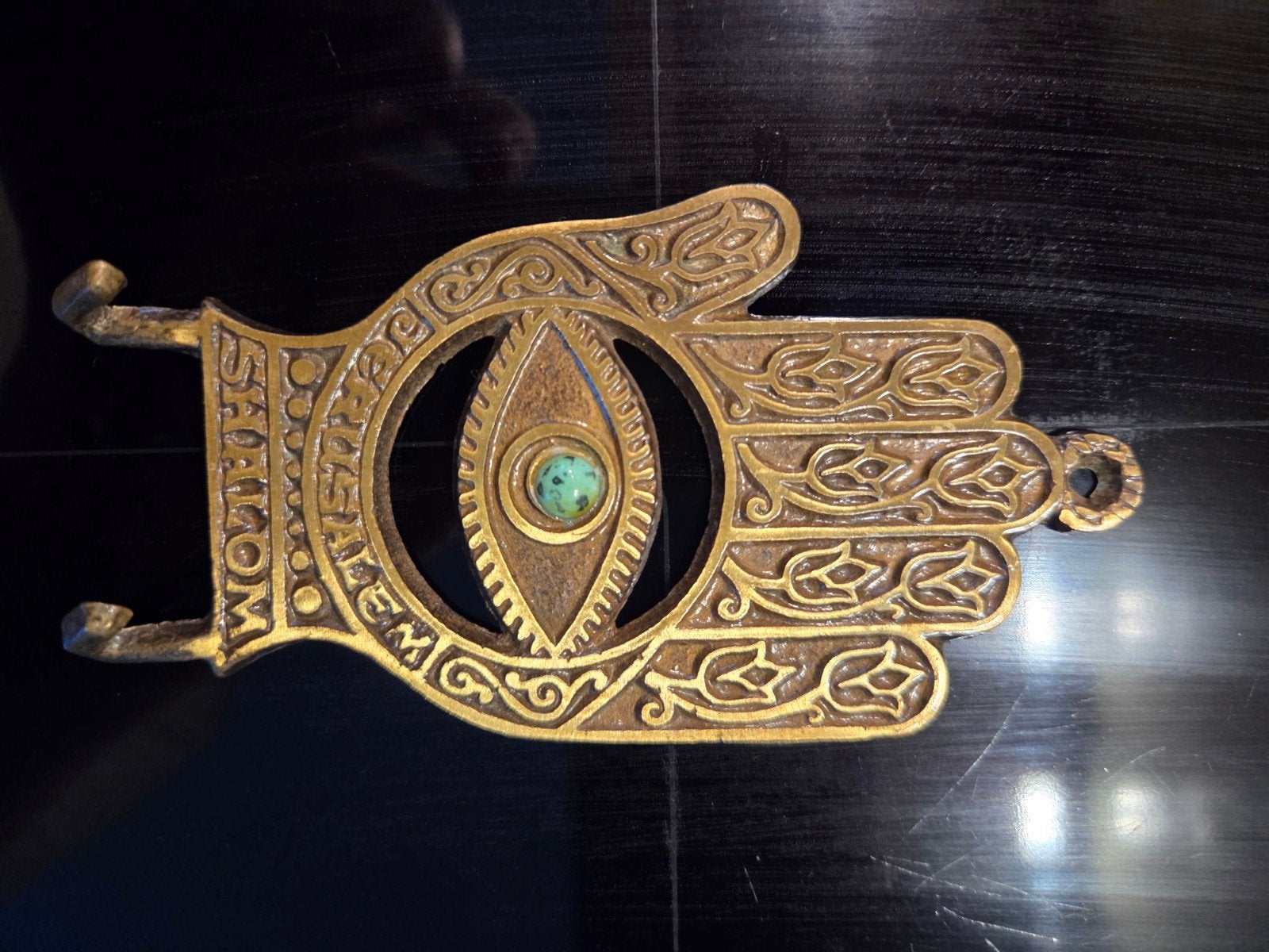 Brons Hamsa Hand Wanddecoratie met haken, Ophalen of Verzenden