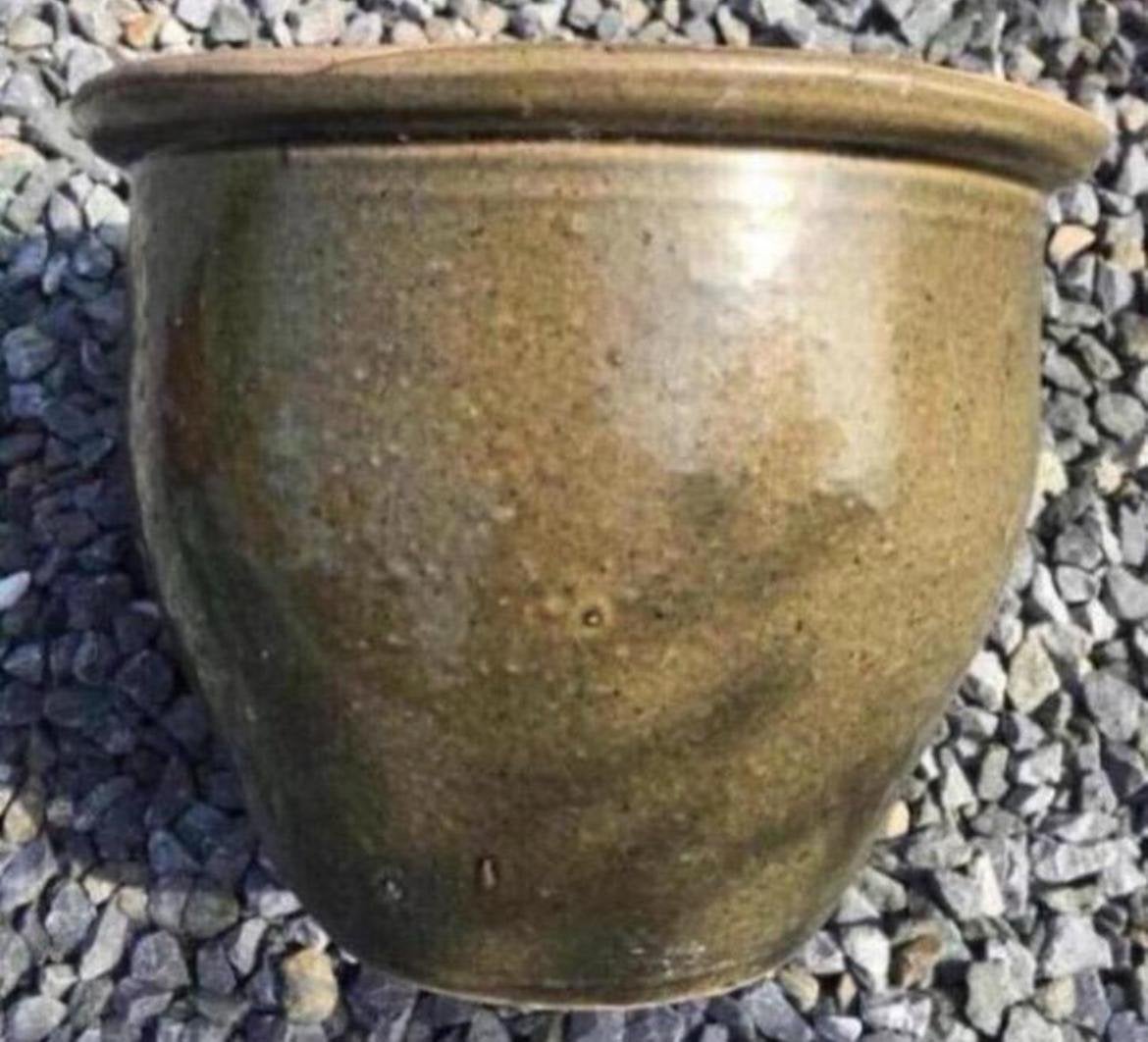 Groene geglazuurde oud Hollandse bloempotten, 25 tot 40 cm, Gebruikt, Rond, Ophalen of Verzenden