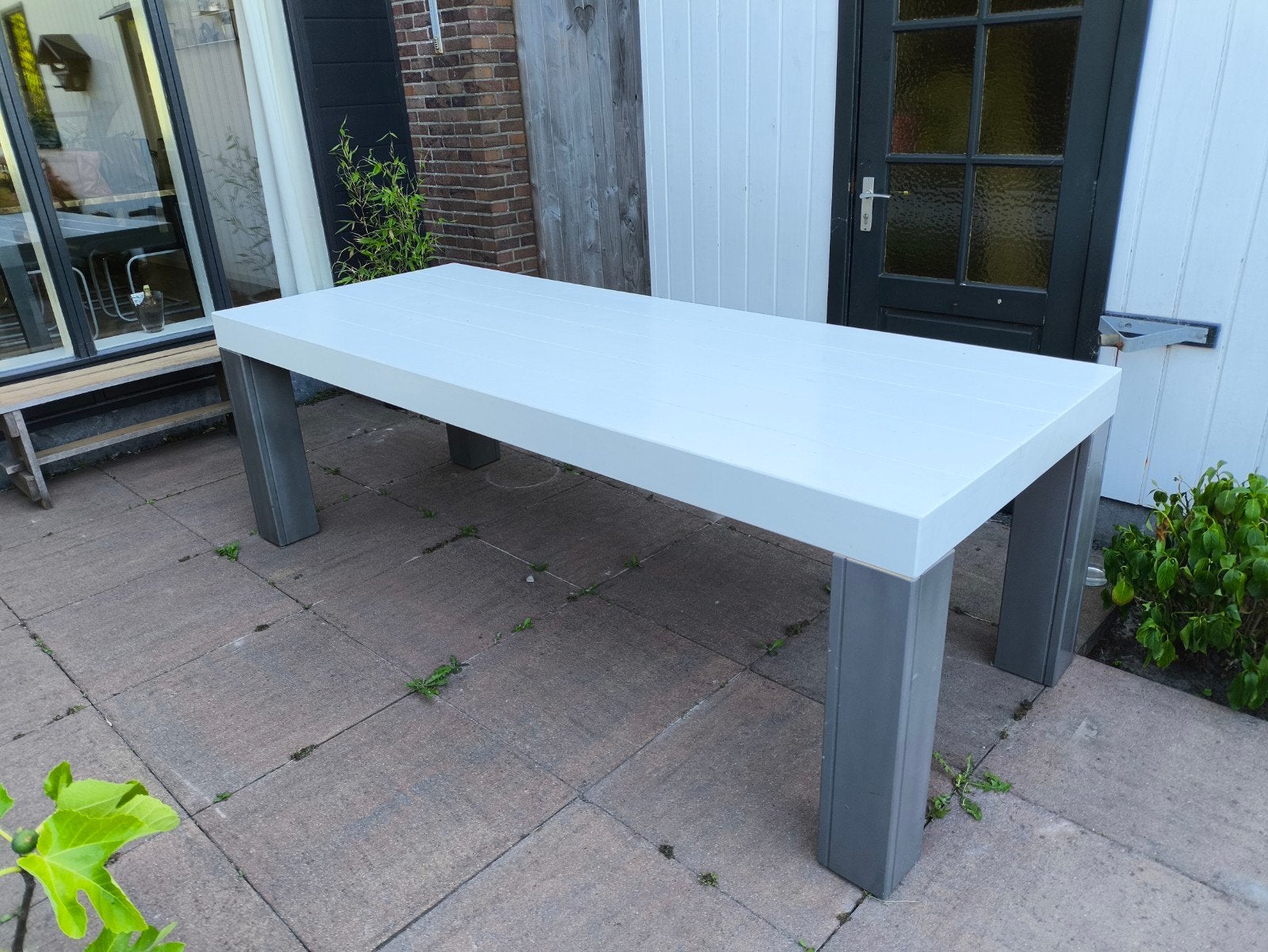 Gratis Zware houten tafel 240x95 cm, Huis en Inrichting, Tafels | Eettafels, Gebruikt, 200 cm of meer, Rechthoekig, 50 tot 100 cm