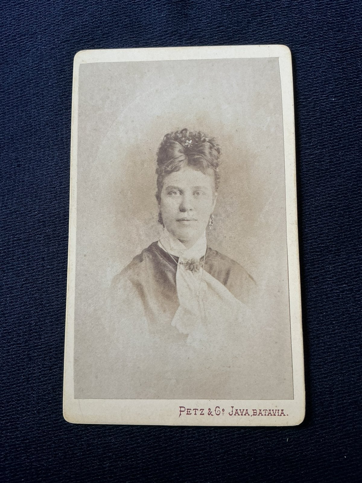 CDV, Dame, PETZ & CO, JAVA, BATAVIA, NEDERLANDS-INDIË, Verzamelen, Verzenden, Voor 1940, Gebruikt, Foto
