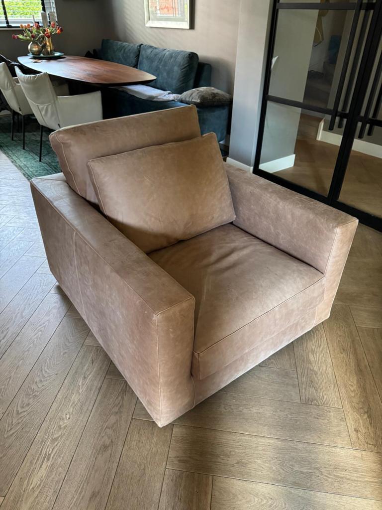 Linteloo Lederen Fauteuil Luxury 06 PG.12 Showroommode, Ophalen, Zo goed als nieuw, 100 tot 125 cm, Leer