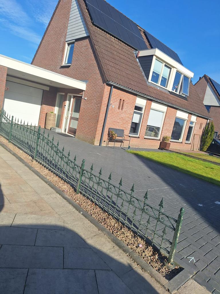 Groene gietijzeren hek 7.5 meter, Tuin en Terras, Ophalen, Gebruikt, IJzer, Sierhekwerk