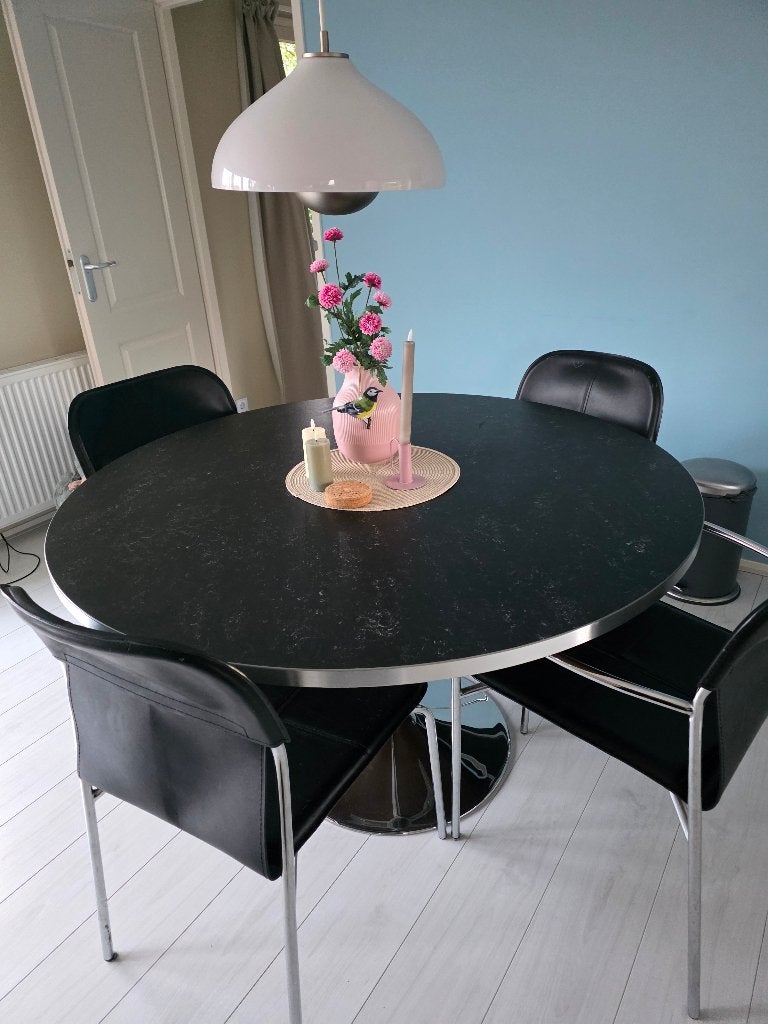 Ronde eettafel  130 cm, Ophalen, Gebruikt, Overige materialen, Vier personen