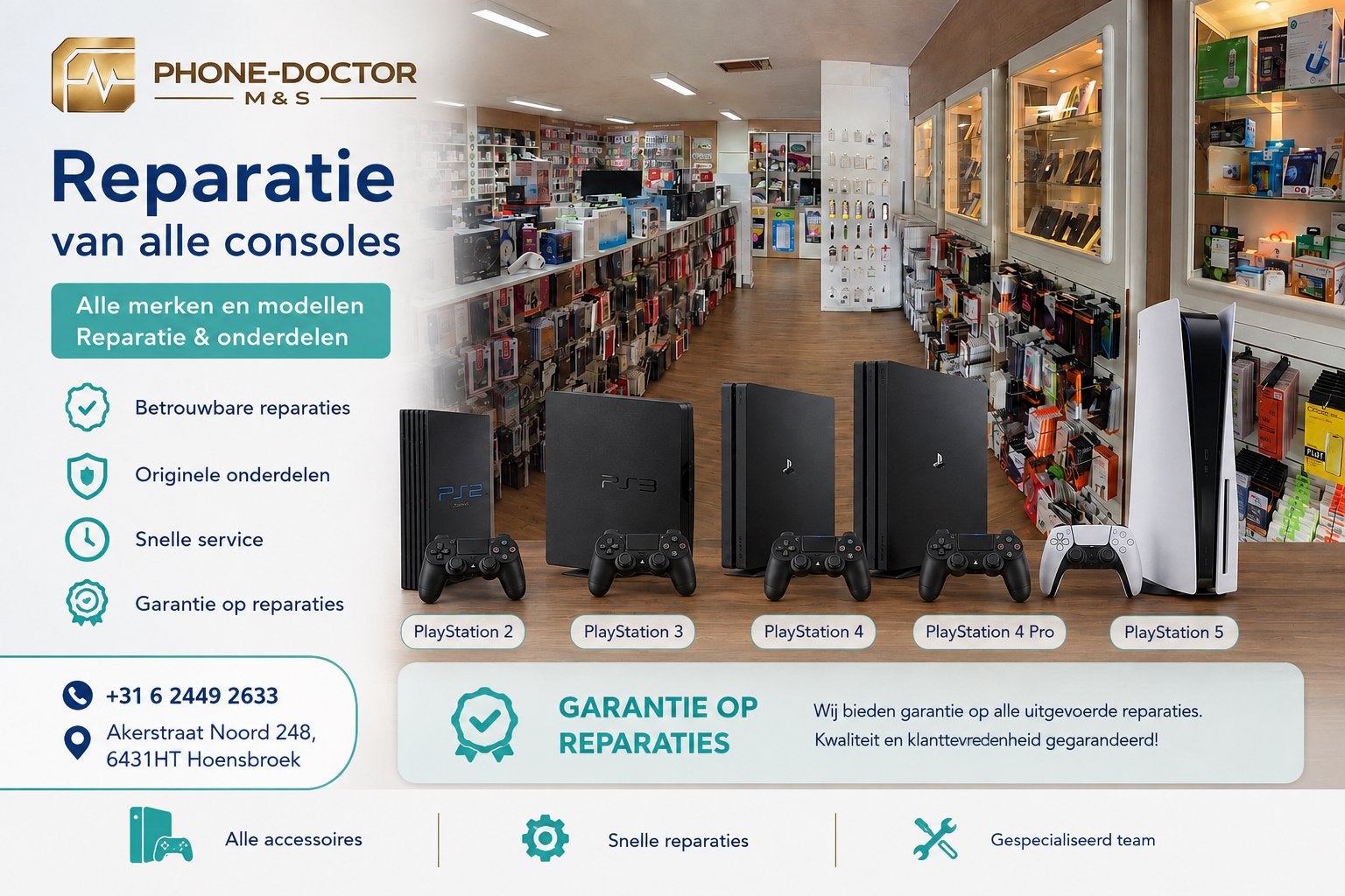 REPARATIE PlayStation, Ophalen of Verzenden, Zo goed als nieuw, 6431ht, Phone Doctor M&S