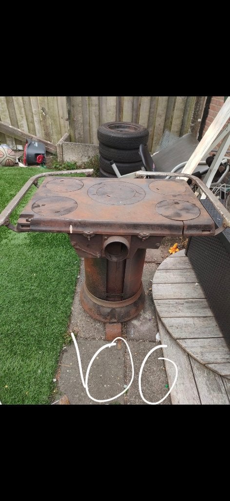 Antieke Thebo 5 houtkachel / fornuis, Ophalen, Warmhoudplaat, 60 cm of meer, Gas