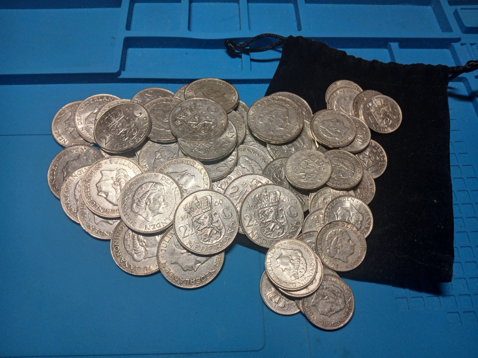VOOR DE OPLETTENDE LEZER POND NETTO ZILVER MUNTEN, Ophalen, Koningin Juliana, Zilver