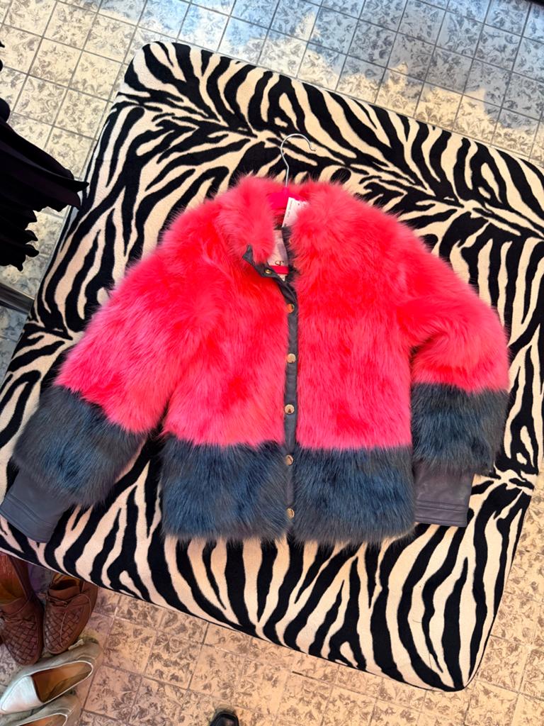 SuperTrash meisjes jas faux fur, maat 128, Ophalen of Verzenden, Zo goed als nieuw, Meisje, Jas