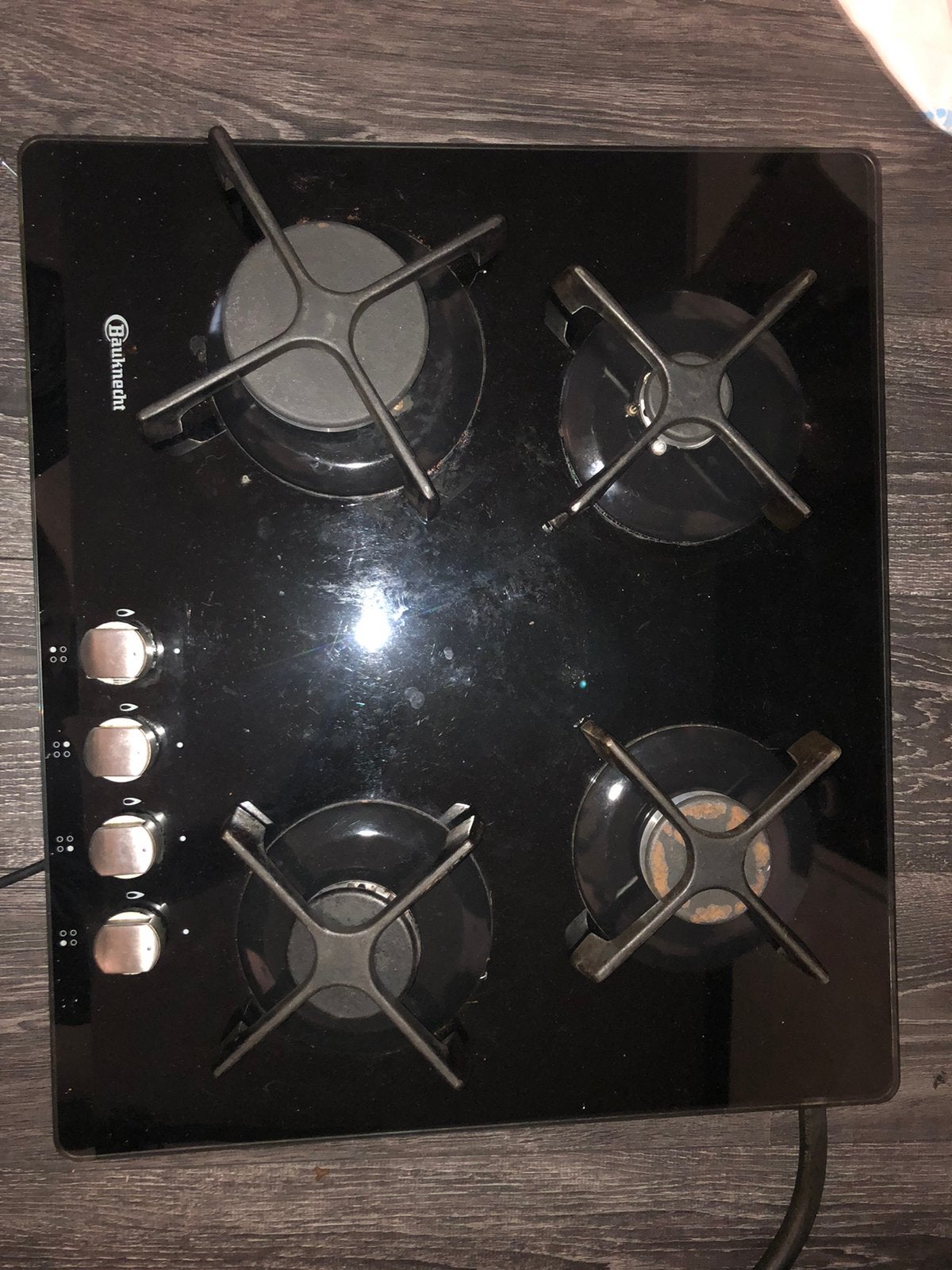 Gasfornuis nuis gas op glas inbouw 59 cm bij 51 cm, Zo goed als nieuw, Inbouw, Gas, 4 kookzones